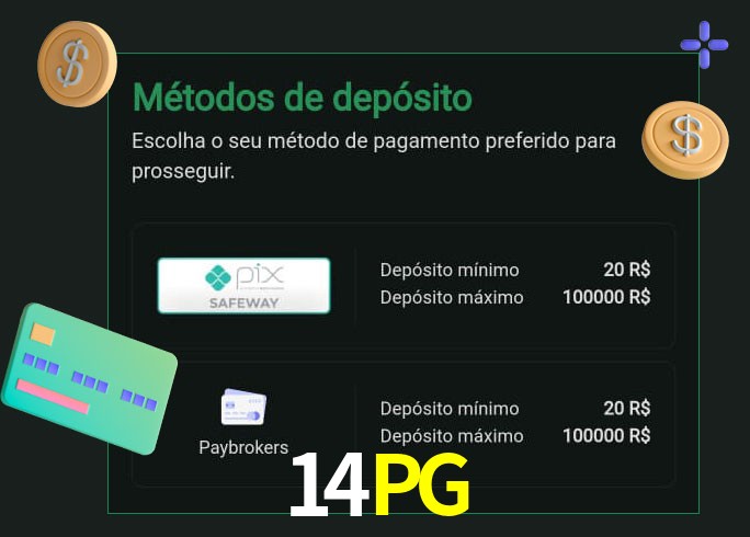 O cassino 14PGbet oferece uma grande variedade de métodos de pagamento